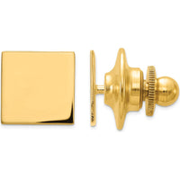 14K Yellow Gold Men's Square Tie Tac - Polished Finish, Engravable Design by 0