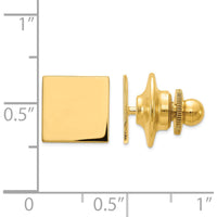 14K Yellow Gold Men's Square Tie Tac - Polished Finish, Engravable Design by 0