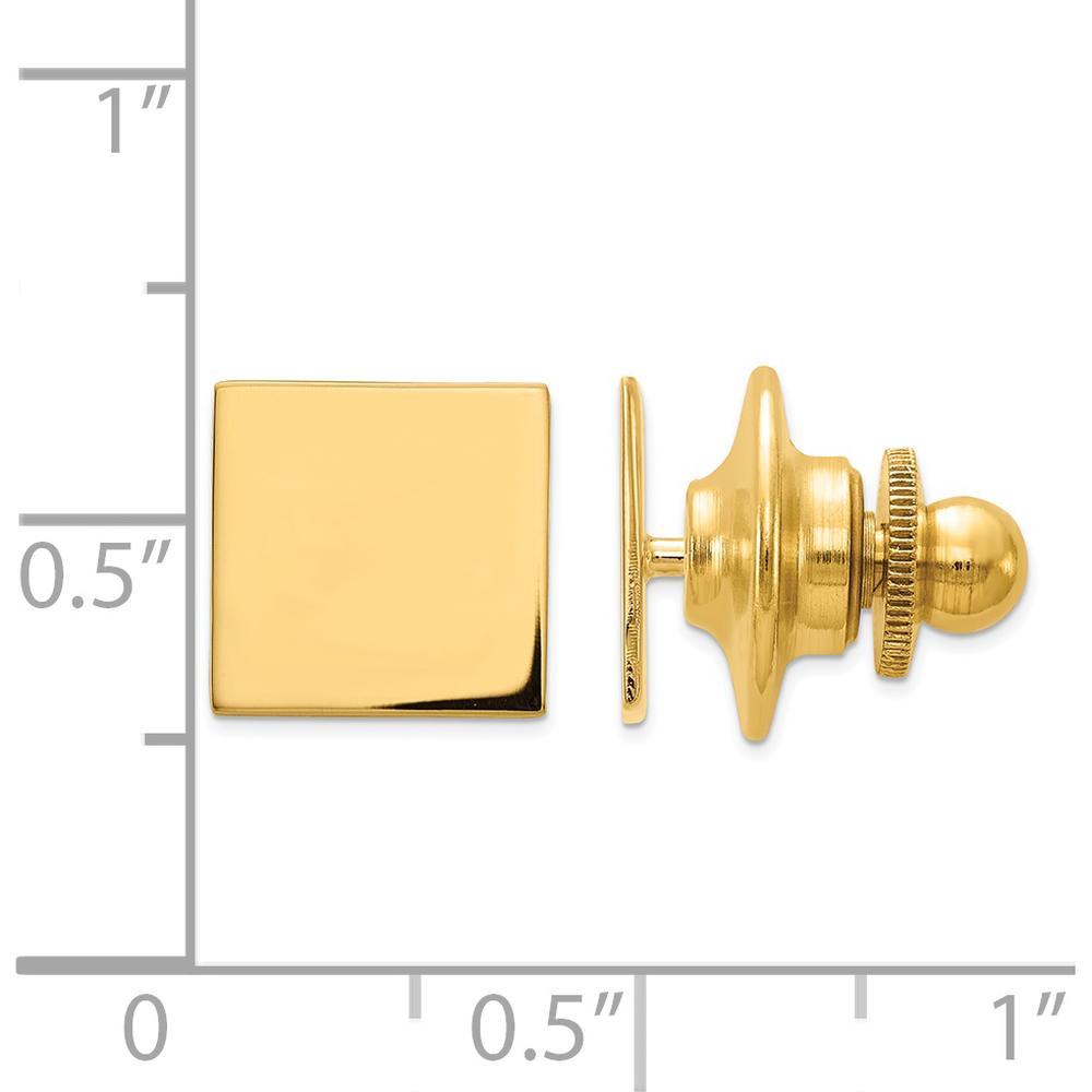 14K Yellow Gold Men's Square Tie Tac - Polished Finish, Engravable Design by 0