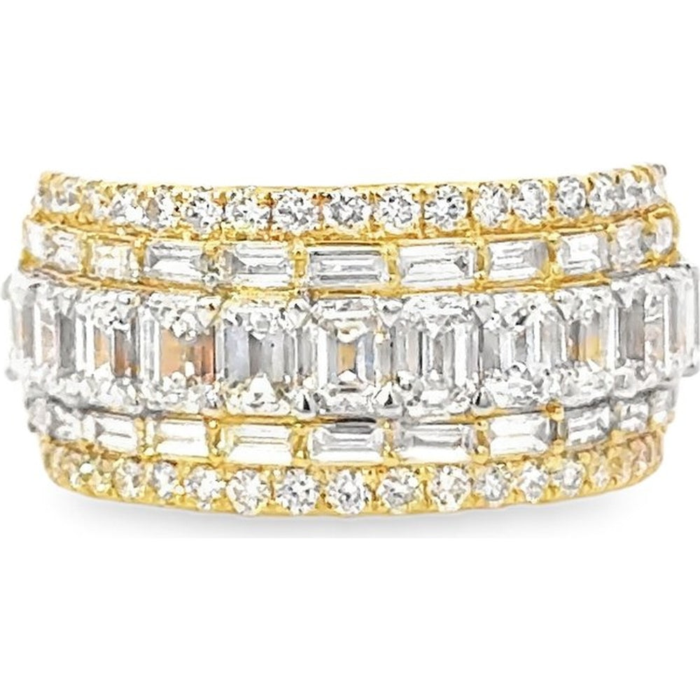 14K Yellow Gold Men's Statement Band with Round and Baguette Diamonds - 6.05 Carat Total Diamond Weight by Auriventus