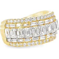 14K Yellow Gold Men's Statement Band with Round and Baguette Diamonds - 6.05 Carat Total Diamond Weight by Auriventus