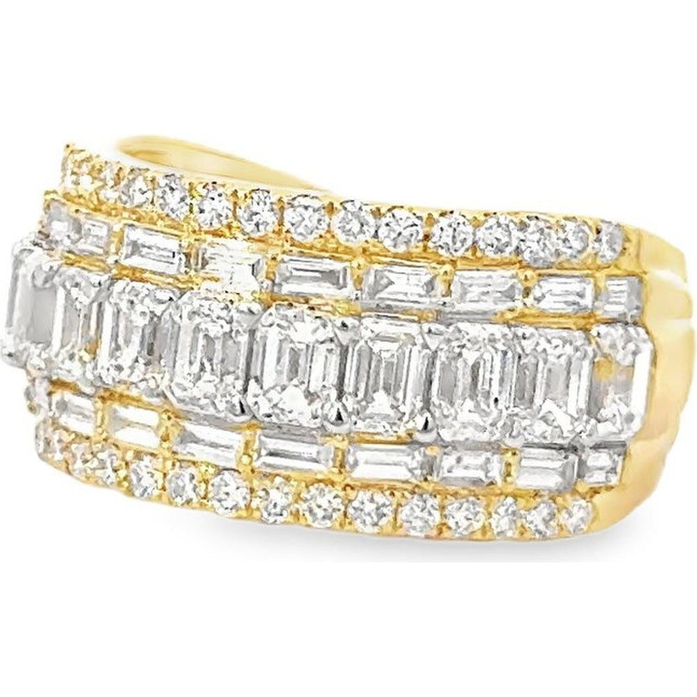 14K Yellow Gold Men's Statement Band with Round and Baguette Diamonds - 6.05 Carat Total Diamond Weight by Auriventus