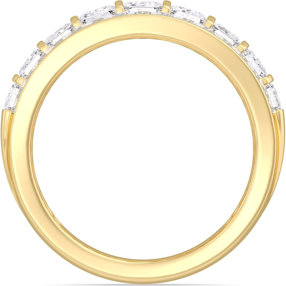 14K Yellow Gold Men's Statement Ring with Bar Set Emerald Cut and Pave Round Diamonds - 3.25 Carat Total Diamond Weight by Auriventus