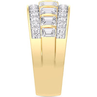 14K Yellow Gold Men's Statement Ring with Bar Set Emerald Cut and Pave Round Diamonds - 3.25 Carat Total Diamond Weight by Auriventus