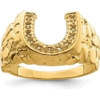 14K Yellow Gold Men's Tapered Band Ring Mounting - 12mm Top Length, 13mm Top Width, Polished Finish by Oro Pregiato