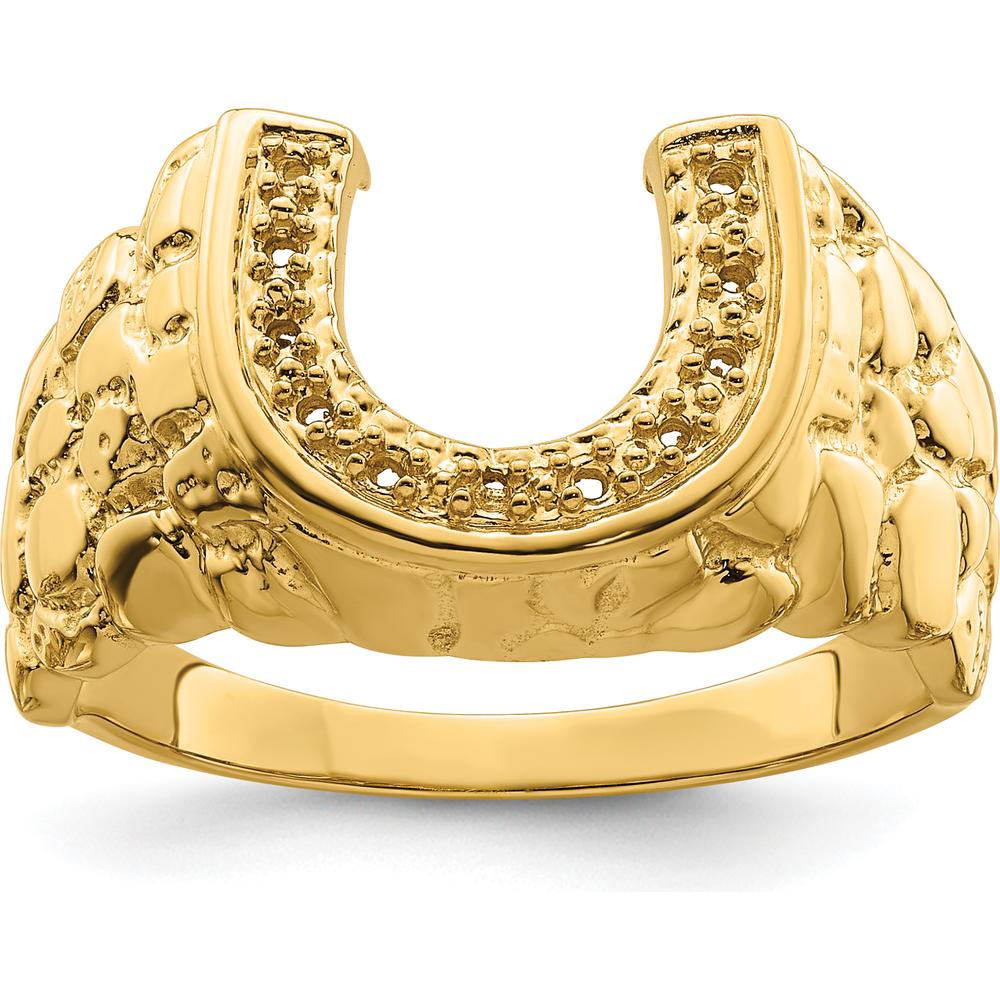 14K Yellow Gold Men's Tapered Band Ring Mounting - 12mm Top Length, 13mm Top Width, Polished Finish by Oro Pregiato