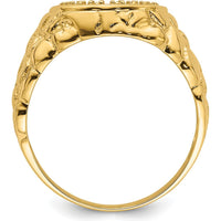 14K Yellow Gold Men's Tapered Band Ring Mounting - 12mm Top Length, 13mm Top Width, Polished Finish by Oro Pregiato