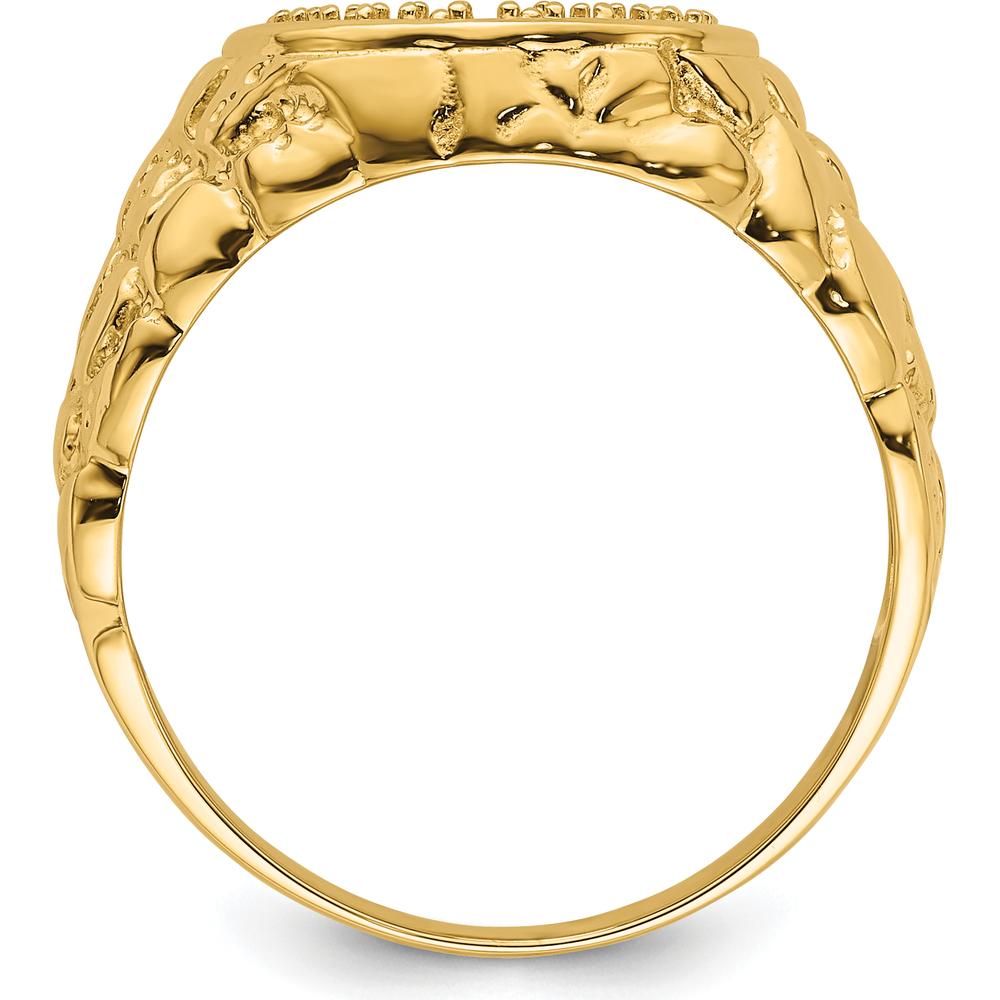 14K Yellow Gold Men's Tapered Band Ring Mounting - 12mm Top Length, 13mm Top Width, Polished Finish by Oro Pregiato
