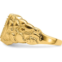 14K Yellow Gold Men's Tapered Band Ring Mounting - 12mm Top Length, 13mm Top Width, Polished Finish by Oro Pregiato