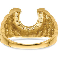 14K Yellow Gold Men's Tapered Band Ring Mounting - 12mm Top Length, 13mm Top Width, Polished Finish by Oro Pregiato