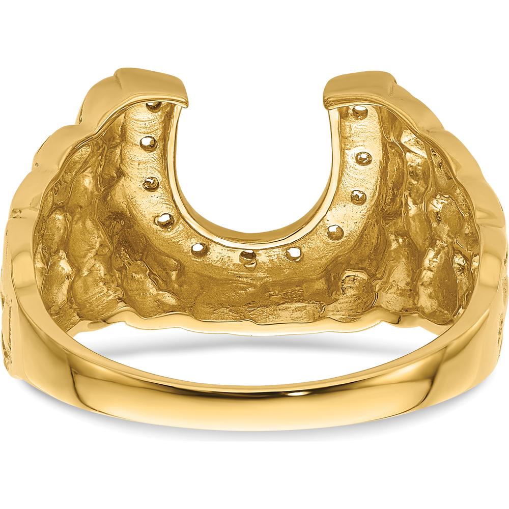 14K Yellow Gold Men's Tapered Band Ring Mounting - 12mm Top Length, 13mm Top Width, Polished Finish by Oro Pregiato