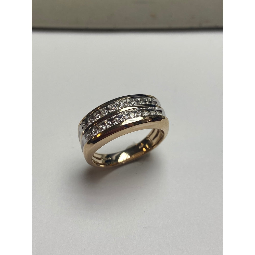 14K Yellow Gold Men's Three-Row Band with Prong-Set Round Diamonds - 0.52 Carat Total Diamond Weight by Auriventus