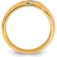 14K Yellow Gold Men's Three-Stone Diamond Ring with Polished Finish - 0.15 Carat Total Diamond Weight by 0