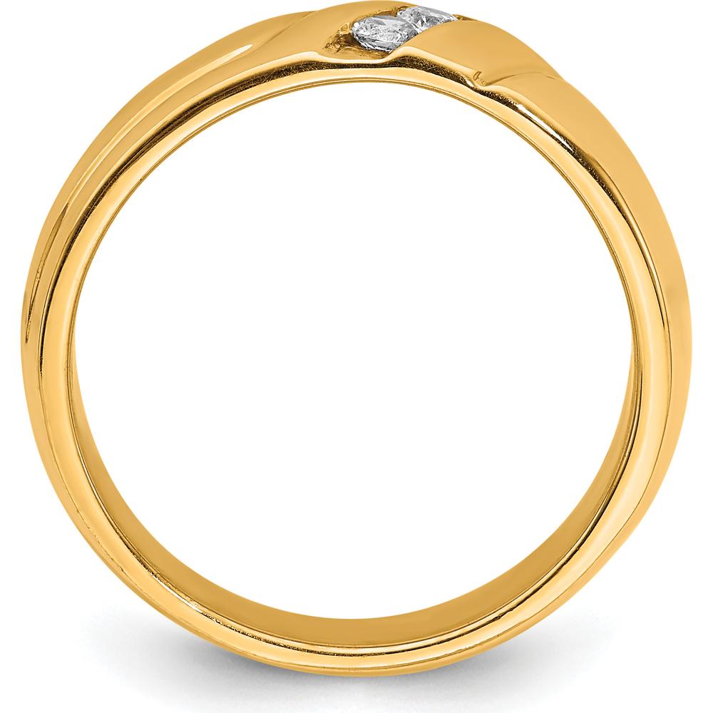 14K Yellow Gold Men's Three-Stone Diamond Ring with Polished Finish - 0.15 Carat Total Diamond Weight by 0