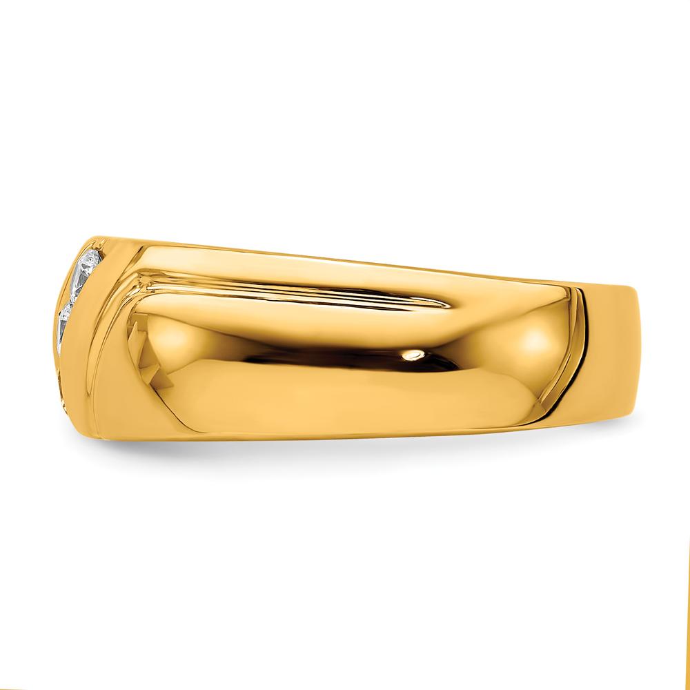 14K Yellow Gold Men's Three-Stone Diamond Ring with Polished Finish - 0.15 Carat Total Diamond Weight by 0