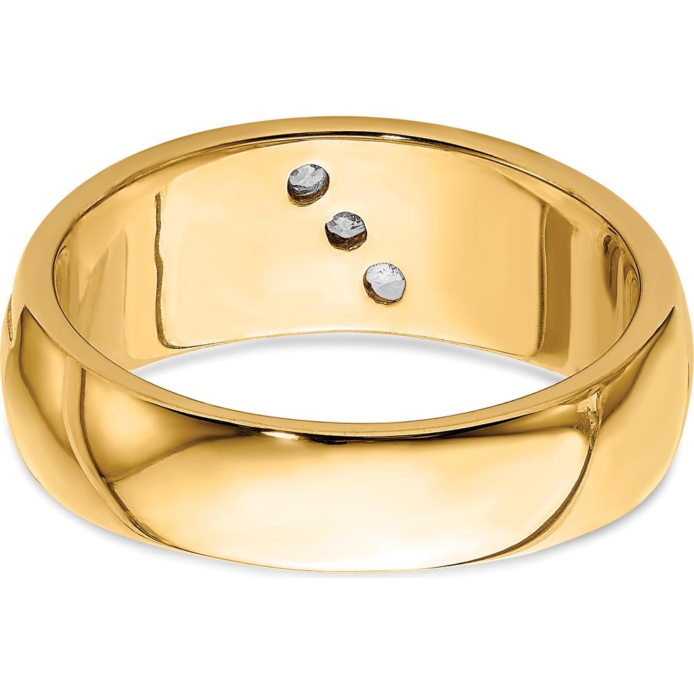 14K Yellow Gold Men's Three-Stone Diamond Ring with Polished Finish - 0.15 Carat Total Diamond Weight by 0
