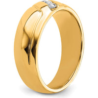 14K Yellow Gold Men's Three-Stone Diamond Ring with Polished Finish - 0.15 Carat Total Diamond Weight by 0