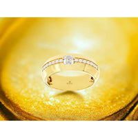 14K Yellow Gold Men's Wide Band Ring with Channel-Set Square and Round Diamonds - 0.66 Carat Total Diamond Weight - Royal Jewelry