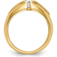 14K Yellow Gold Men's Wide Band with 0.60 Carat Round Diamond and Channel Set Princess Cut Diamonds by 0