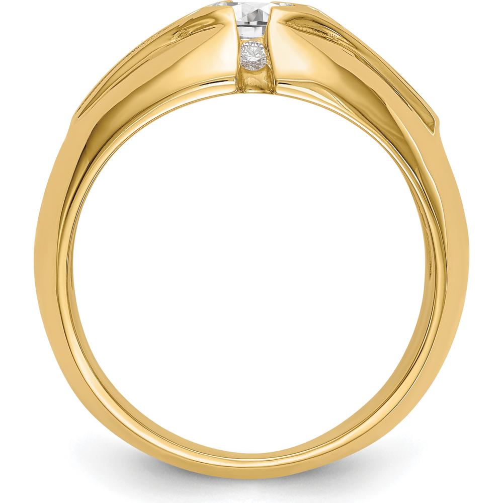 14K Yellow Gold Men's Wide Band with 0.60 Carat Round Diamond and Channel Set Princess Cut Diamonds by 0