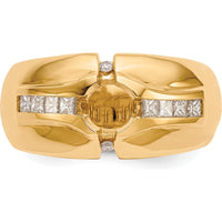 14K Yellow Gold Men's Wide Band with 0.60 Carat Round Diamond and Channel Set Princess Cut Diamonds by 0