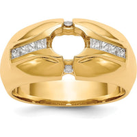 14K Yellow Gold Men's Wide Band with 0.60 Carat Round Diamond and Channel Set Princess Cut Diamonds by 0