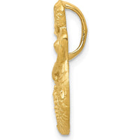 14K Yellow Gold Mermaid Pendant with Diamond-Cut Texture and Starfish Charm - Omega Slide Compatible by Oro Pregiato
