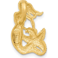 14K Yellow Gold Mermaid Pendant with Diamond-Cut Texture and Starfish Charm - Omega Slide Compatible by Oro Pregiato