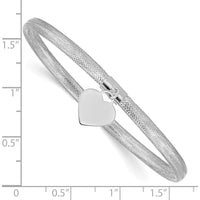 14K Yellow Gold Mesh Stretch Bracelet with Rhodium-Plated Heart Charm - Slip-On Design by 0