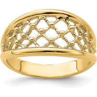 14K Yellow Gold Mesh Tapered Band Ring with Diamond-Cut Texture by Oro Pregiato
