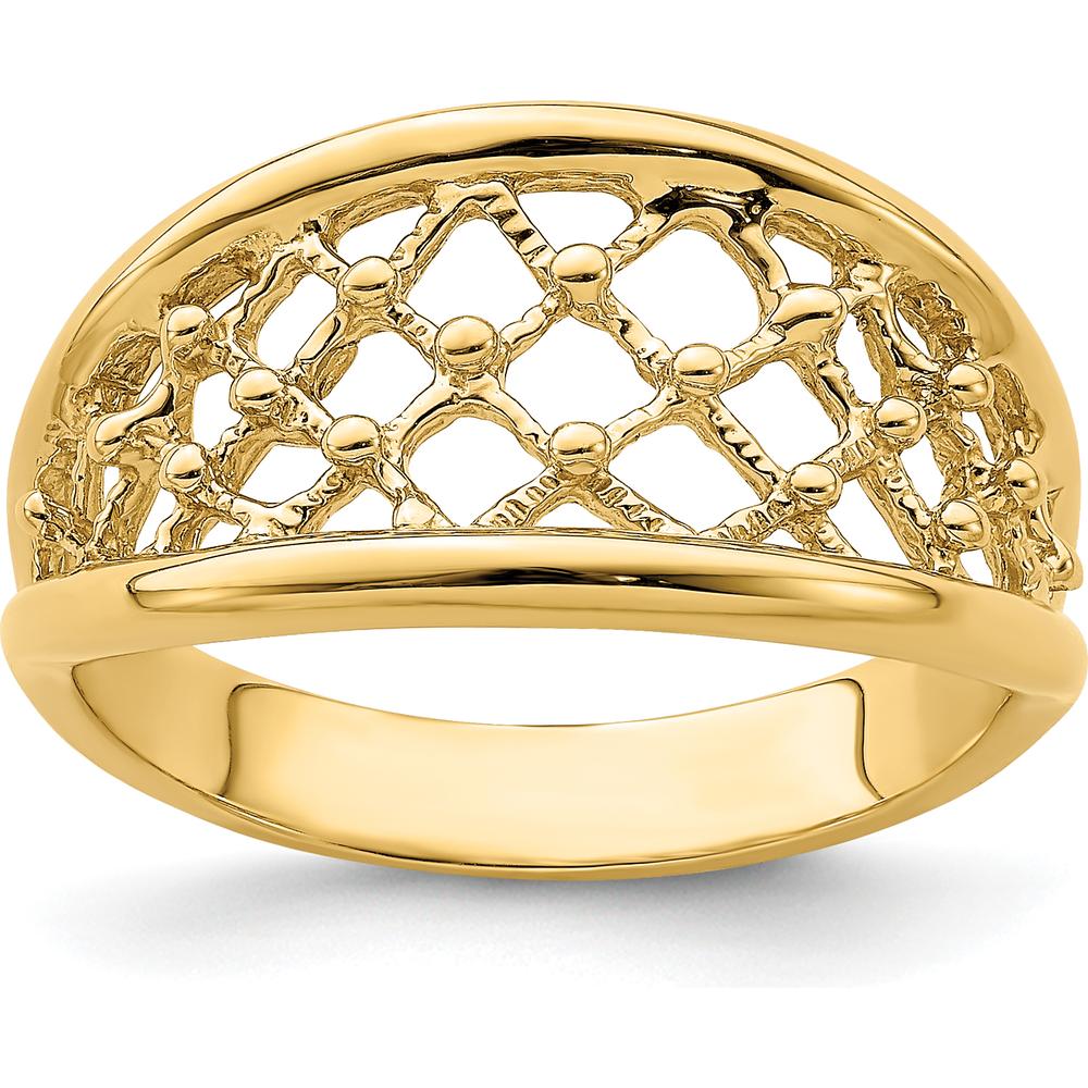 14K Yellow Gold Mesh Tapered Band Ring with Diamond-Cut Texture by Oro Pregiato