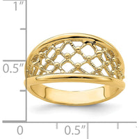 14K Yellow Gold Mesh Tapered Band Ring with Diamond-Cut Texture by Oro Pregiato