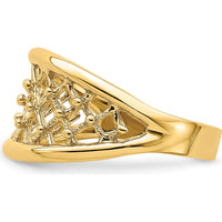 14K Yellow Gold Mesh Tapered Band Ring with Diamond-Cut Texture by Oro Pregiato