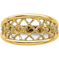 14K Yellow Gold Mesh Tapered Band Ring with Diamond-Cut Texture by Oro Pregiato