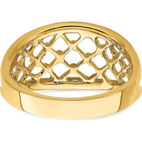 14K Yellow Gold Mesh Tapered Band Ring with Diamond-Cut Texture by Oro Pregiato