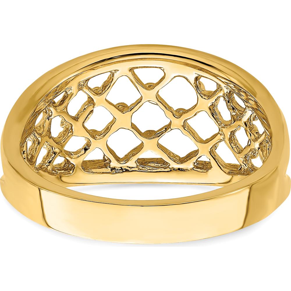 14K Yellow Gold Mesh Tapered Band Ring with Diamond-Cut Texture by Oro Pregiato