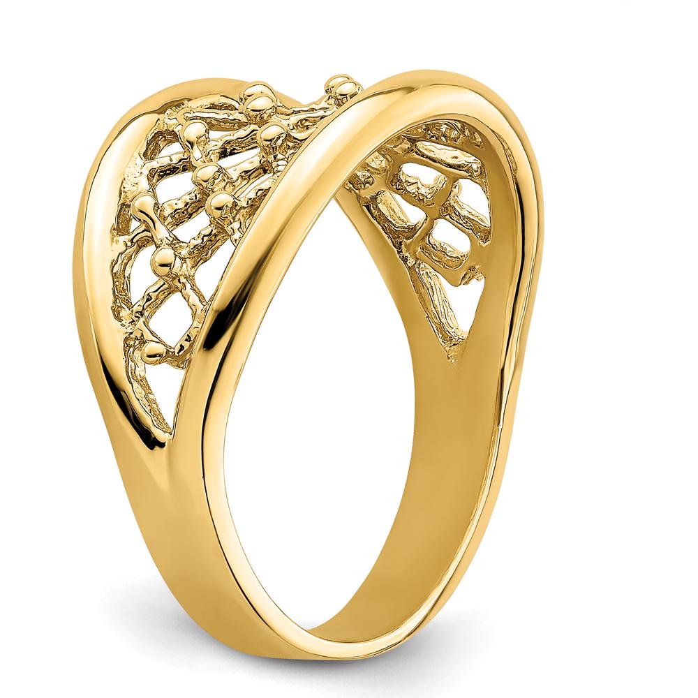 14K Yellow Gold Mesh Tapered Band Ring with Diamond-Cut Texture by Oro Pregiato