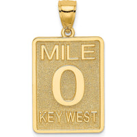 14K Yellow Gold Mile 0 Key West Charm with Textured Finish - Pendant by Oro Pregiato