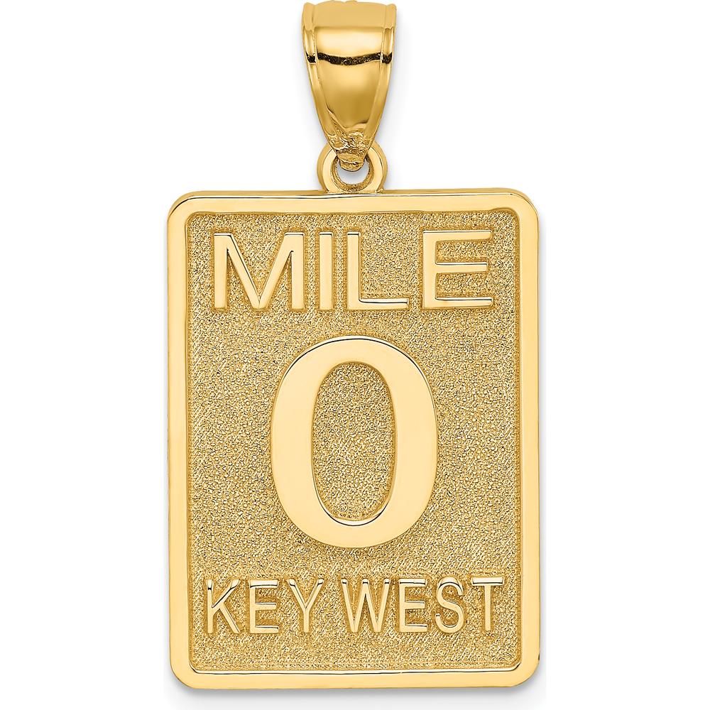 14K Yellow Gold Mile 0 Key West Charm with Textured Finish - Pendant by Oro Pregiato