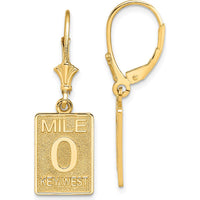 14K Yellow Gold “Mile 0 Key West” Polished Leverback Drop Earrings by 0