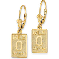 14K Yellow Gold “Mile 0 Key West” Polished Leverback Drop Earrings by 0