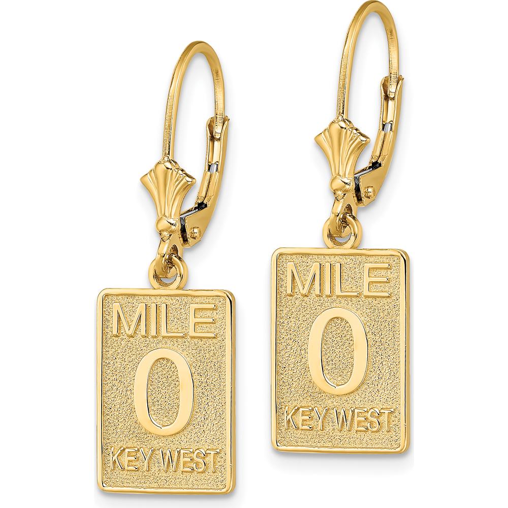 14K Yellow Gold “Mile 0 Key West” Polished Leverback Drop Earrings by 0