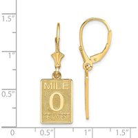 14K Yellow Gold “Mile 0 Key West” Polished Leverback Drop Earrings by 0
