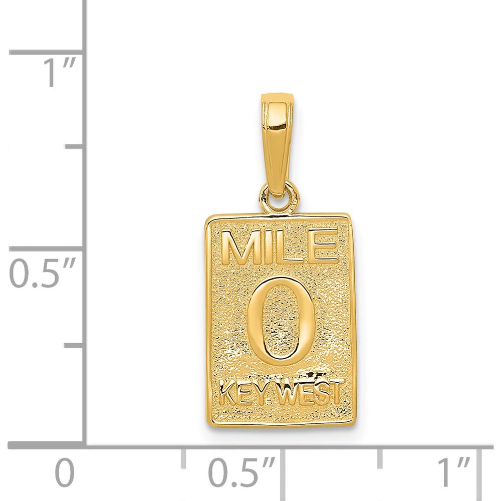 14K Yellow Gold Mile 0 Key West Textured Pendant by Oro Pregiato