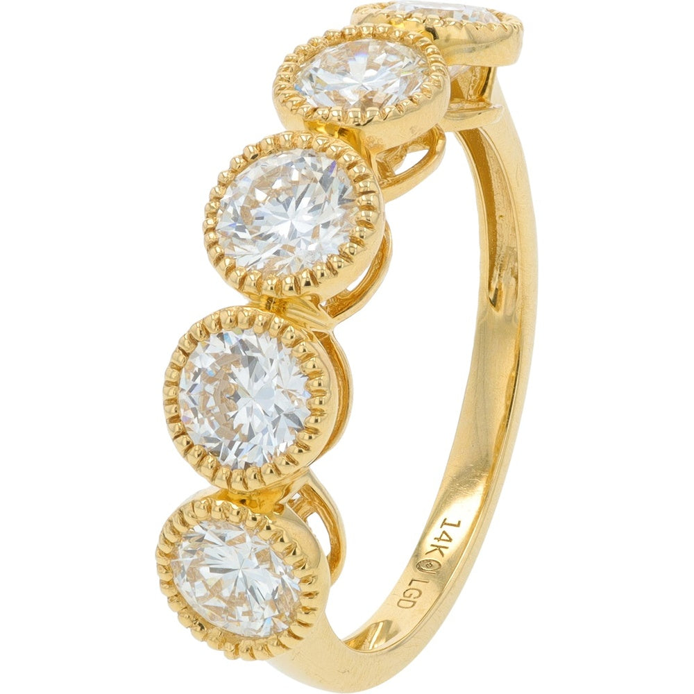 14K Yellow Gold Milgrain Bezel Band with Round Lab Grown Diamonds - 2.00 Carat Total Diamond Weight