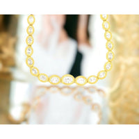 14K Yellow Gold Milgrain Tennis Necklace with Oval-Cut Diamonds - 3.10 Carat Total Diamond Weight - Royal Jewelry