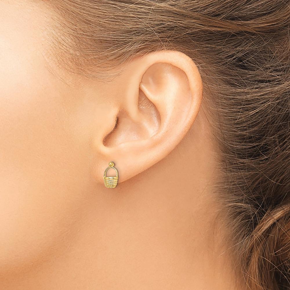 14K Yellow Gold Mini Basket Button Post Earrings by 0
