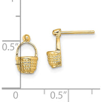 14K Yellow Gold Mini Basket Button Post Earrings by 0
