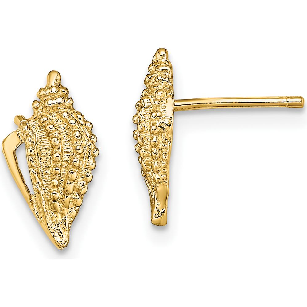 14K Yellow Gold Mini Conch Shell Post Earrings - Polished Finish by 0