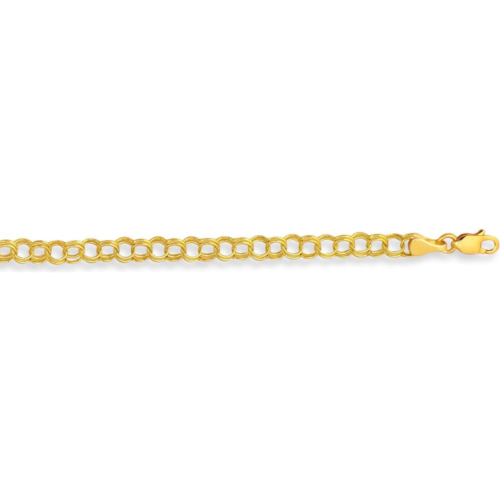 14K Yellow Gold Mini Double Link Charm Bracelet - 7.25" by Orozza Fine Jewelry
